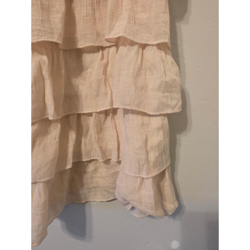 Cream Ruffle Mini Dress Boho Tiered Flowy Festival Beach XL - Picture 3 of 5